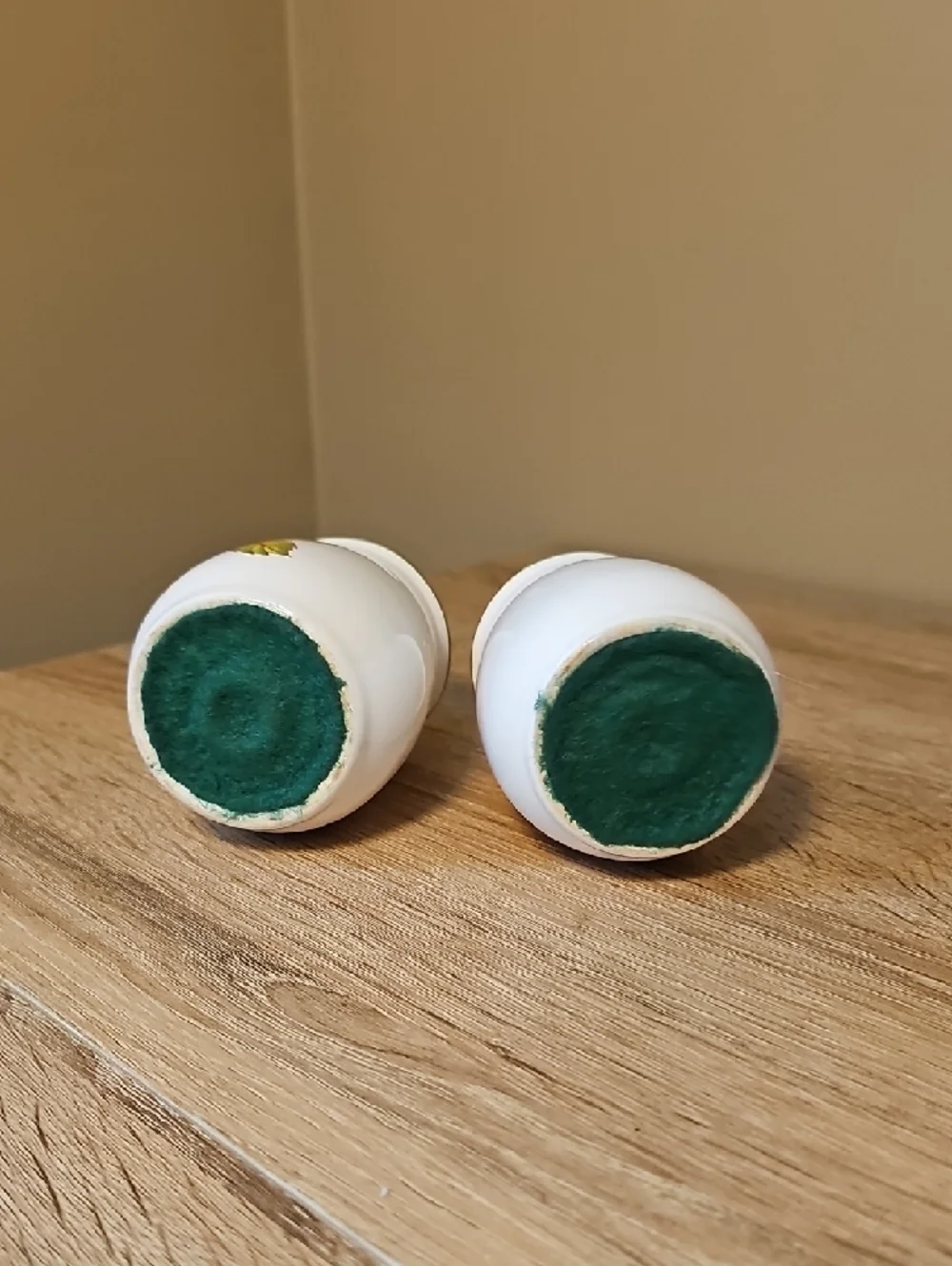 Vintage Cottage White Ceramic Strawberry Salt and Pepper Shakers with Green Trim